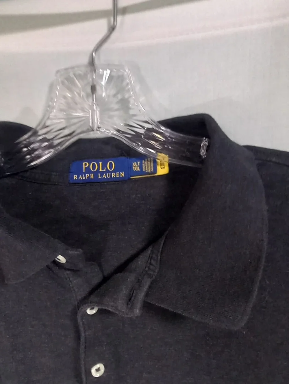 Polo Ralph Lauren Charcoal Gray Quarter Button Short Sleeve Polo Top Size XLT